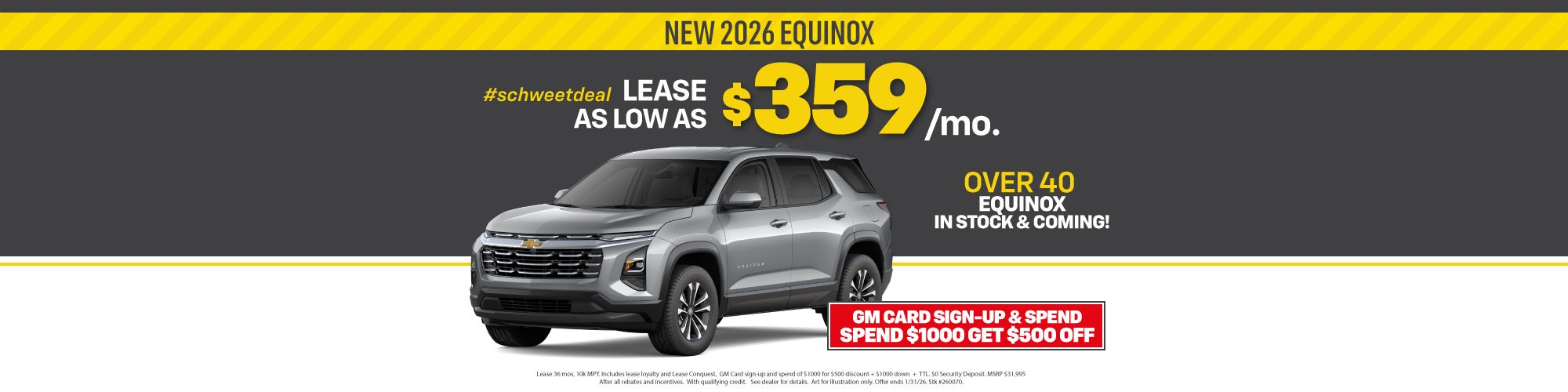 Lease as low as $359/mo new 2026 Equinox 